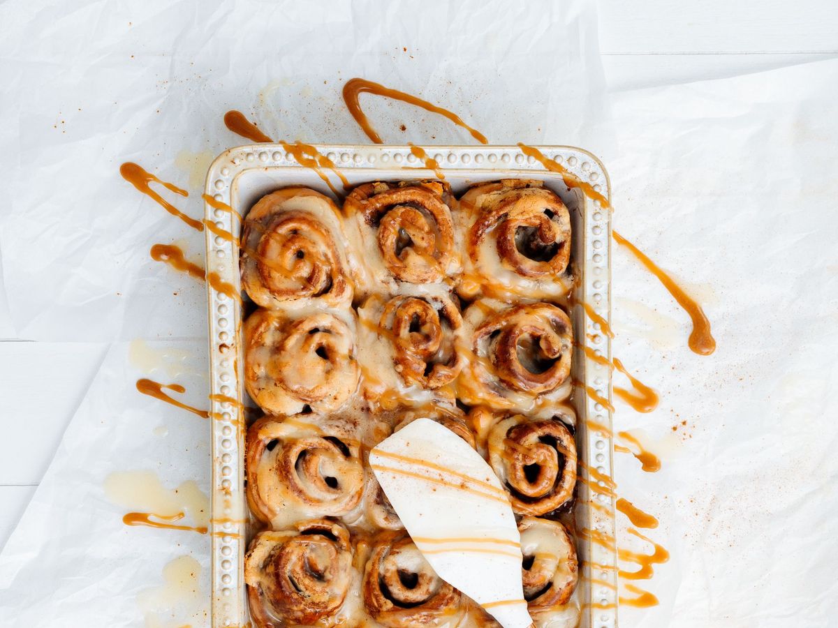 Cinnamon rolls, out of the oven at seven
