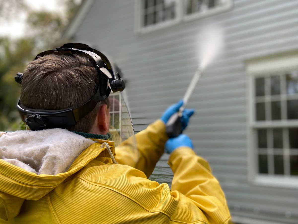 Siding soft-washed, low pressure